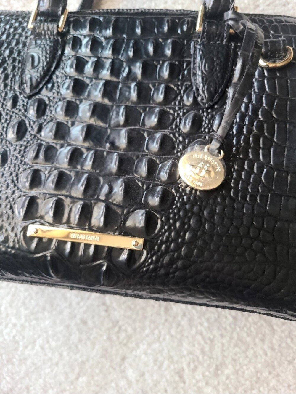 Brahmin Anywhere Black Melbourne Embossed Small Leather Satchel Handbag NWT - Picture 7 of 9